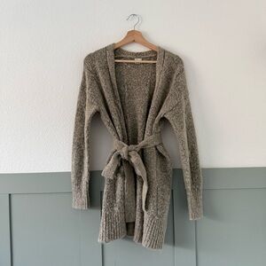 A New Day Wool Blend Gray Cardigan with Tie Belt size Small